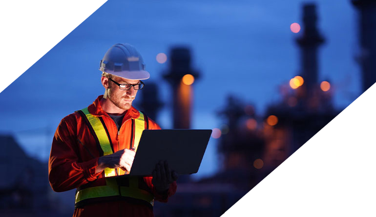 Engineer reviewing construction
